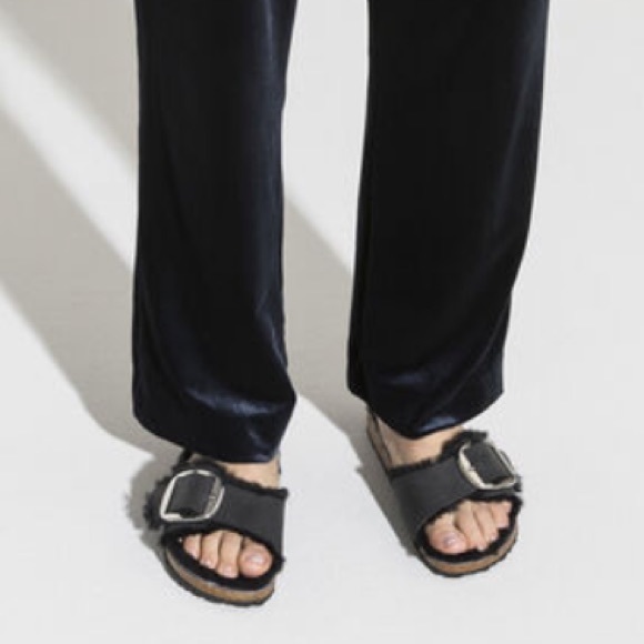 BIRKENSTOCK x Free People Madrid Big Buckle 6 & 9 Black Suede Genuine Shearling - Picture 7 of 14